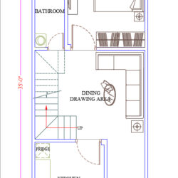 15x35 1BHK Ground Floor Plan