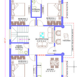25x40 3BHK House Plan