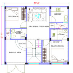 30x27 2Bhk House Plan