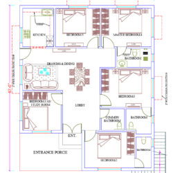 35x43 5bhk House Plan