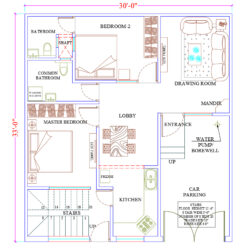 30x33 House Plan ( किराये के लिए बेहतरीन प्लान )