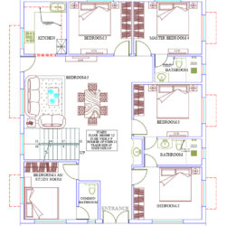 35x43 House Plan ( 5 कमरों का शानदार नक्शा )