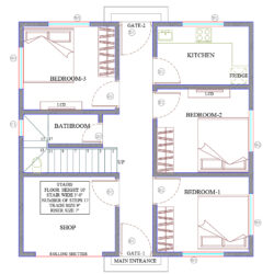 28x28 4Bedroom House Plan With Shop